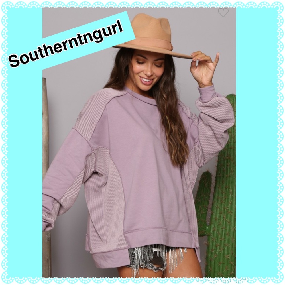NWT FANTASTIC FAWN Long Sleeve Oversized High Low Sweatshirt /Tunic / Top